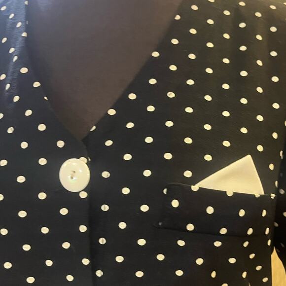 Vtg 90s Black Polka Dot Drop Waist Ruffled Hem Feminine Princess Diana Dress M - Picture 5 of 5